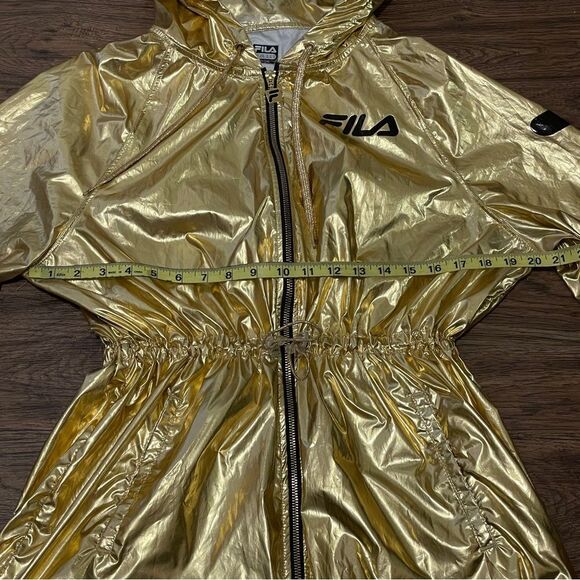 Fila Anorak Metallic Women’s Windbreaker Jacket Gold With Black Letters Size XL - Picture 11 of 14